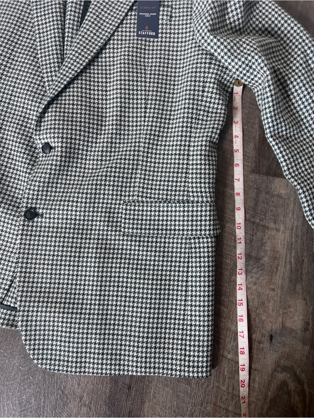 Stafford Classic Green Houndstooth Sport Coat-Size 48L - Picture 7 of 13